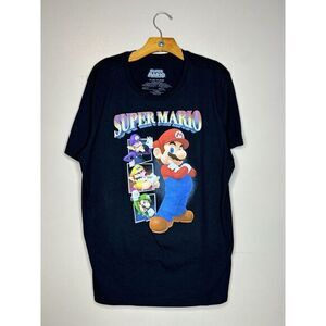 Kids' Super Mario‎ Bros. Short Sleeve Black Graphic Tee Size XL